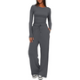 Damen Langarm Jogginganzug - Bequemer Freizeitanzug-Grau-74 cm-XS-Luzern Mode