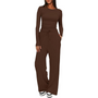 Damen Langarm Jogginganzug - Bequemer Freizeitanzug-Kaffee-74 cm-XS-Luzern Mode