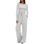 Damen Langarm Jogginganzug - Bequemer Freizeitanzug-Weiß-74 cm-XS-Luzern Mode