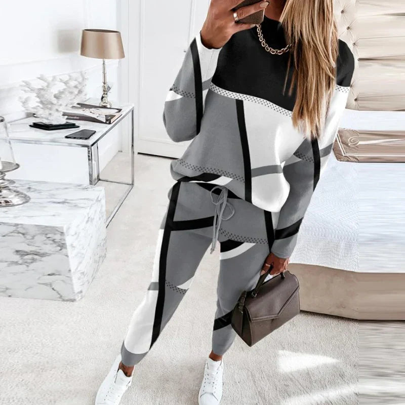 Herren Jogginganzug Set mit Geometrischem Muster Design-Luzern Mode