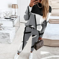 Herren Jogginganzug Set mit Geometrischem Muster Design-Grau-S-Luzern Mode