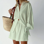 Damen Zomerset | 2-teilig | Bluse | Kurz | Unifarben | Lange Ärmel-Hellgrün-XS-Luzern Mode