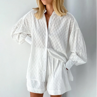 Damen Zomerset | 2-teilig | Bluse | Kurz | Unifarben | Lange Ärmel-Weiß-XS-Luzern Mode