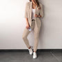 Damenanzug | 2-teilig | Stretch | Hose | Sakko | Uni | Slim Fit-Khaki-S-Luzern Mode