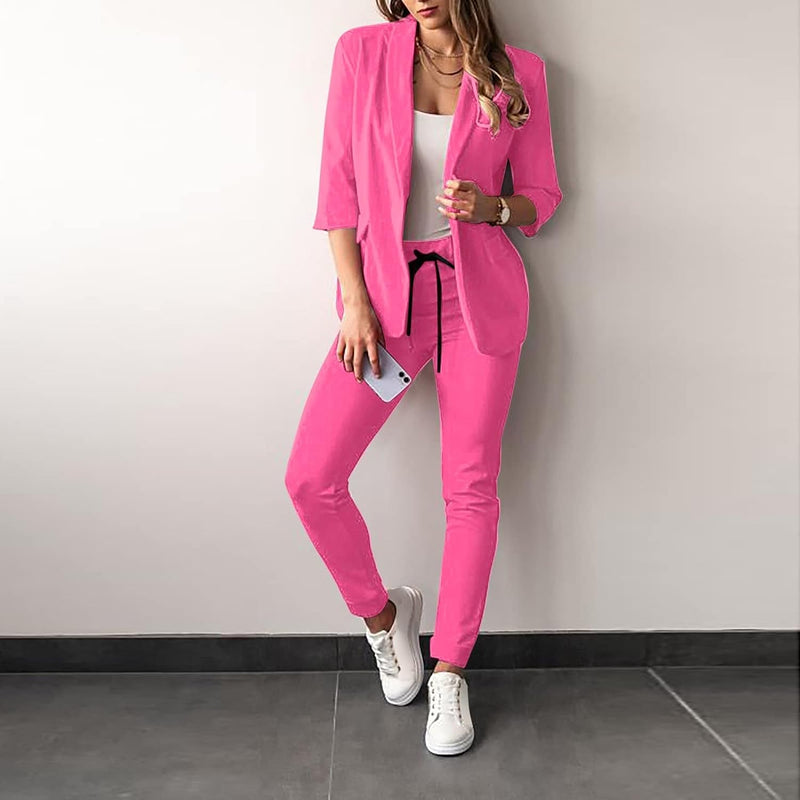 Damenanzug | 2-teilig | Stretch | Hose | Sakko | Uni | Slim Fit-Rosa-S-Luzern Mode