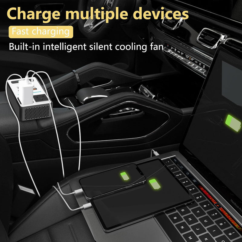 Auto-Wechselrichter | 220V 200W USB Praktisch Kompakt Tragbar Langlebig-Luzern Mode