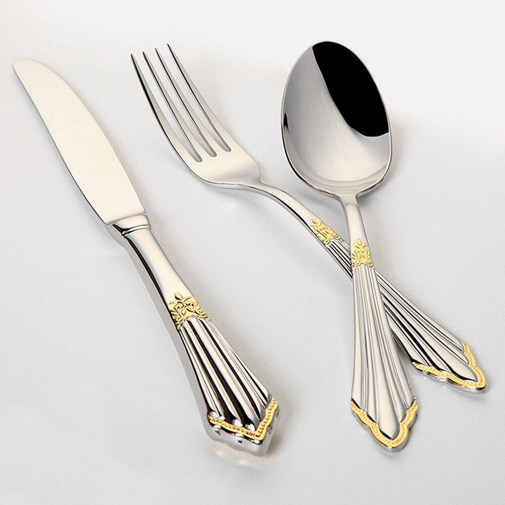 Besteckset | Goldveredelung | Luxus | Edelstahl | Stilvoll | Langlebig | 24-teilig | 48-teilig-Luzern Mode