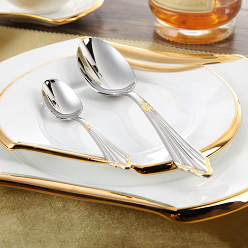 Besteckset | Goldveredelung | Luxus | Edelstahl | Stilvoll | Langlebig | 24-teilig | 48-teilig-Luzern Mode