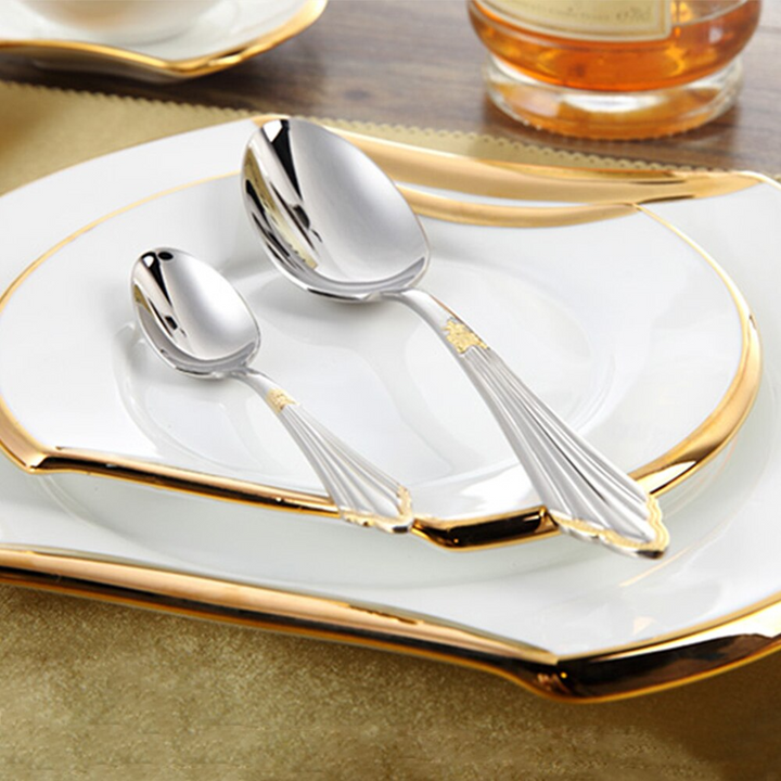 Besteckset | Goldveredelung | Luxus | Edelstahl | Stilvoll | Langlebig | 24-teilig | 48-teilig-Luzern Mode