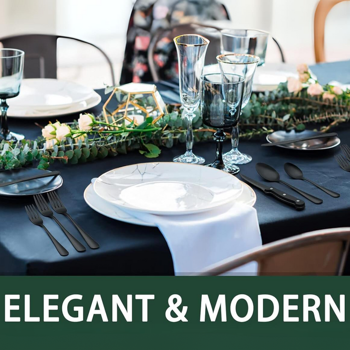 Schwarze Besteckset | 24-teilig Edelstahl Stilvoll Langlebig Modern-Luzern Mode