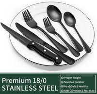 Schwarze Besteckset | 24-teilig Edelstahl Stilvoll Langlebig Modern-Luzern Mode