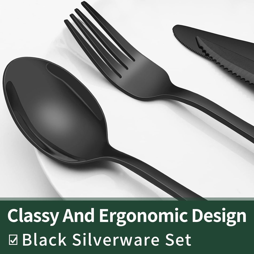 Schwarze Besteckset | 24-teilig Edelstahl Stilvoll Langlebig Modern-Luzern Mode
