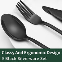 Schwarze Besteckset | 24-teilig Edelstahl Stilvoll Langlebig Modern-Luzern Mode