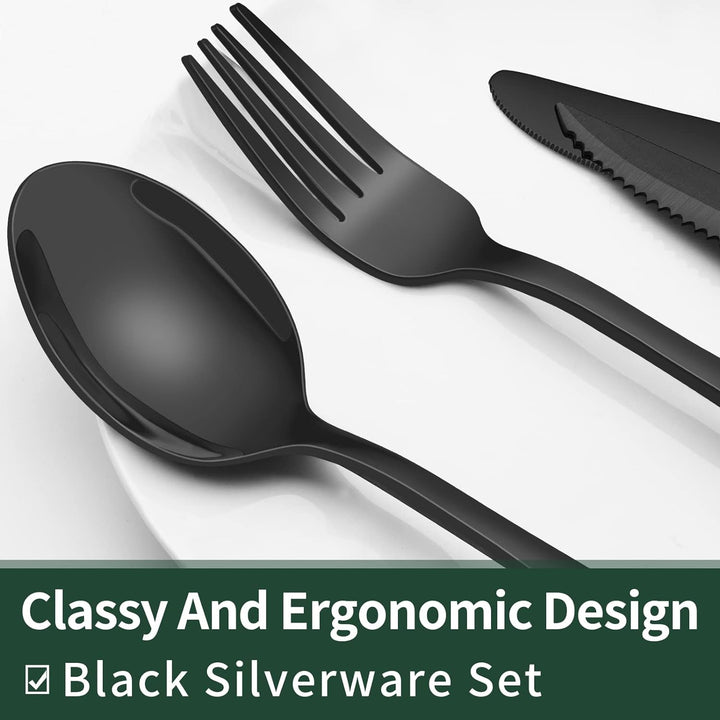 Schwarze Besteckset | 24-teilig Edelstahl Stilvoll Langlebig Modern-Luzern Mode