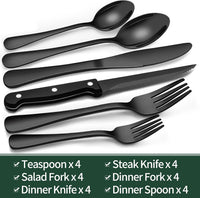 Schwarze Besteckset | 24-teilig Edelstahl Stilvoll Langlebig Modern-Luzern Mode