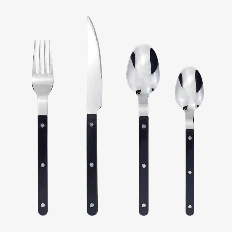 Besteckset | 24-teilig | Bistro | Stilvoll | Langlebig | Edelstahl | Modern-Schwarz-Luzern Mode