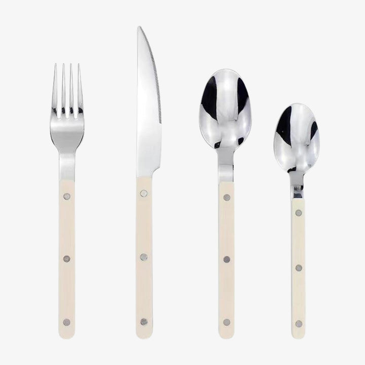 Besteckset | 24-teilig | Bistro | Stilvoll | Langlebig | Edelstahl | Modern-Weiß-Luzern Mode