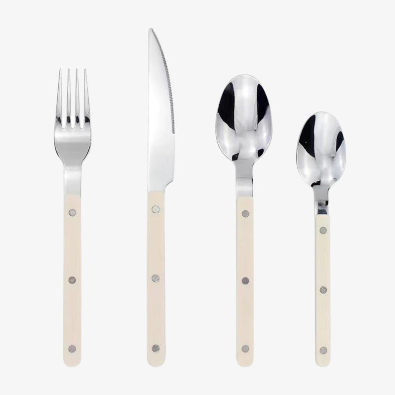 Besteckset | 24-teilig | Bistro | Stilvoll | Langlebig | Edelstahl | Modern-Weiß-Luzern Mode