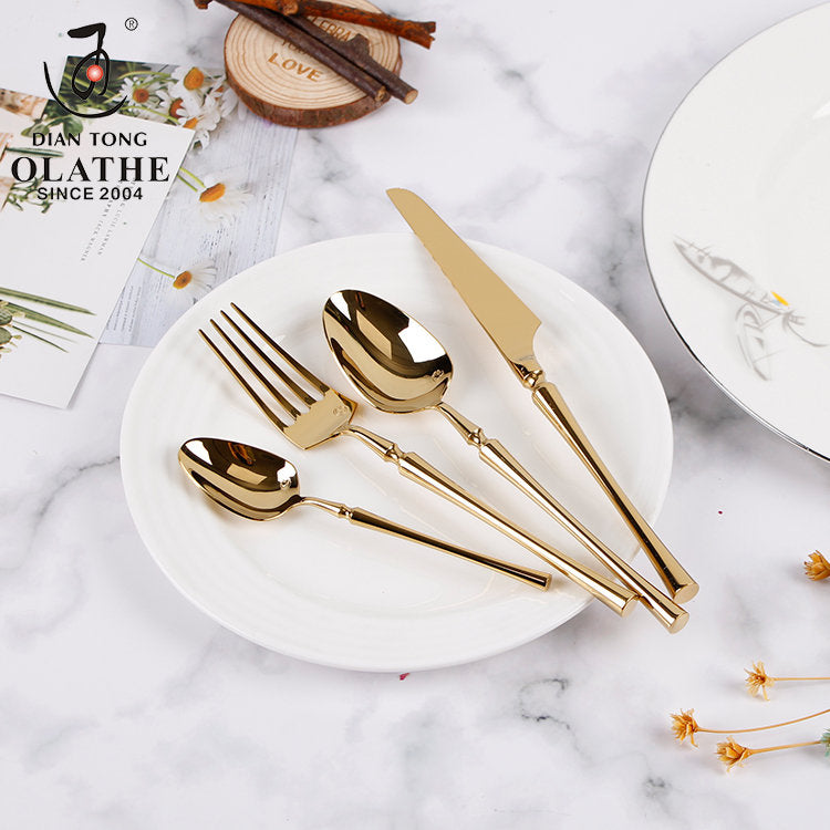 Besteckset | 24-teilig | Edelstahl | Stilvoll | Messer | Gabel | Löffel | Teelöffel-Gold-Luzern Mode