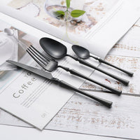 Besteckset | 24-teilig | Edelstahl | Stilvoll | Messer | Gabel | Löffel | Teelöffel-Mattschwarz-Luzern Mode