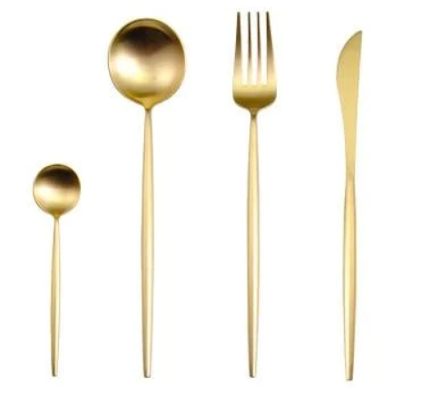 Besteckset | 24-teilig | Edelstahl | Stilvoll | Komplett | Luxus | Messer | Gabel | Löffel-Gold-Luzern Mode