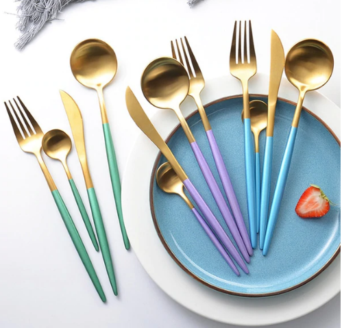 Besteckset | 24-teilig | Edelstahl | Stilvoll | Komplett | Luxus | Messer | Gabel | Löffel-Luzern Mode