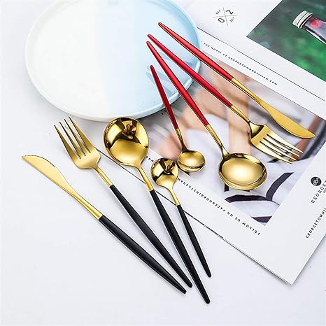 Besteckset | 24-teilig | Edelstahl | Stilvoll | Komplett | Luxus | Messer | Gabel | Löffel-Luzern Mode
