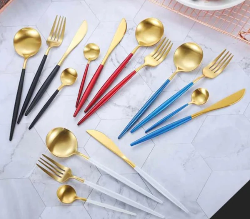 Besteckset | 24-teilig | Edelstahl | Stilvoll | Komplett | Luxus | Messer | Gabel | Löffel-Luzern Mode
