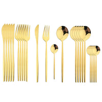 Besteckset | Edelstahl | 24-teilig | Komplett | Luxuriös | Geschenk | 4-Personen-Gold-Luzern Mode