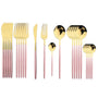 Besteckset | Edelstahl | 24-teilig | Komplett | Luxuriös | Geschenk | 4-Personen-Rosa Gold-Luzern Mode