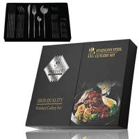 Besteckset | Edelstahl | 24-teilig | Komplett | Luxuriös | Geschenk | 4-Personen-Schwarz 24-teilig mit Geschenkbox-Luzern Mode