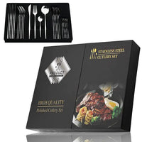 Besteckset | Edelstahl | 24-teilig | Komplett | Luxuriös | Geschenk | 4-Personen-Silber 24-teilig mit Geschenkbox-Luzern Mode