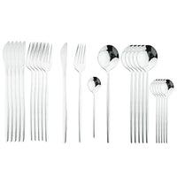 Besteckset | Edelstahl | 24-teilig | Komplett | Luxuriös | Geschenk | 4-Personen-Silber-Luzern Mode