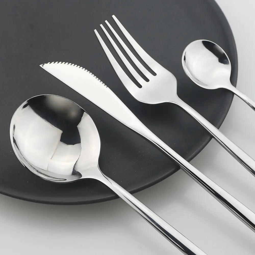 Besteckset | Edelstahl | 24-teilig | Komplett | Luxuriös | Geschenk | 4-Personen-Luzern Mode