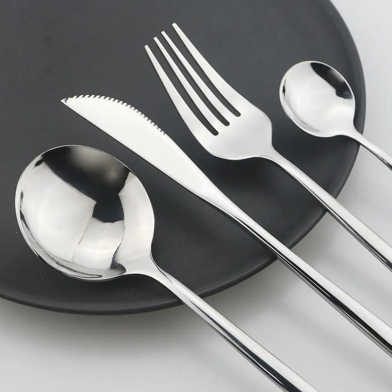 Besteckset | Edelstahl | 24-teilig | Komplett | Luxuriös | Geschenk | 4-Personen-Luzern Mode