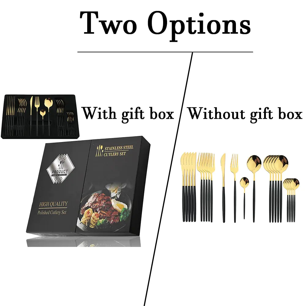 Besteckset | Edelstahl | 24-teilig | Komplett | Luxuriös | Geschenk | 4-Personen-Luzern Mode