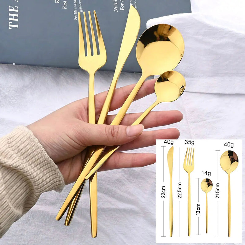 Besteckset | Edelstahl | 24-teilig | Komplett | Luxuriös | Geschenk | 4-Personen-Luzern Mode