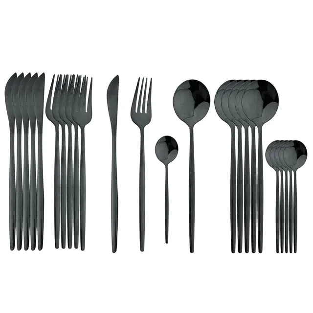 Besteckset | Edelstahl | 24-teilig | Komplett | Luxuriös | Geschenk | 4-Personen-Luzern Mode