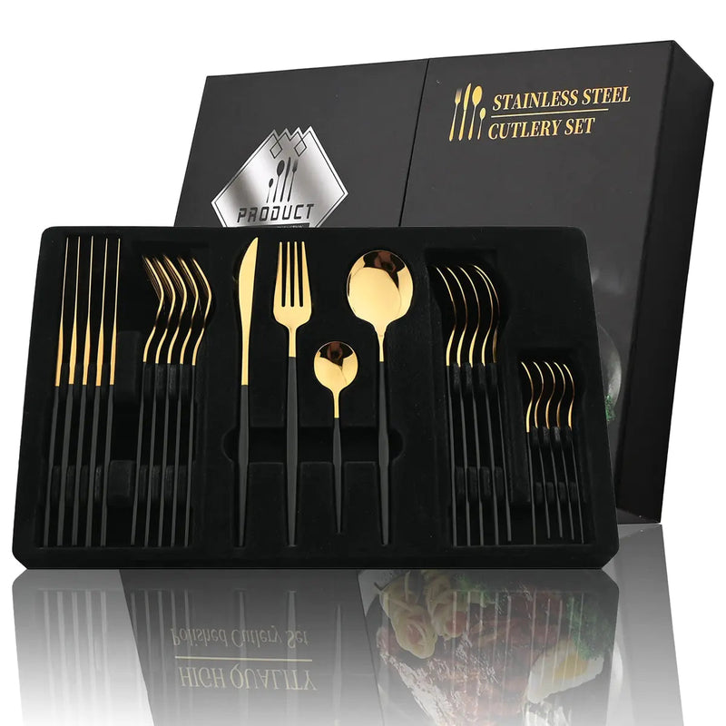 Besteckset | Edelstahl | 24-teilig | Komplett | Luxuriös | Geschenk | 4-Personen-Luzern Mode