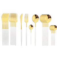 Besteckset | Edelstahl | 24-teilig | Komplett | Luxuriös | Geschenk | 4-Personen-Weißgold-Luzern Mode