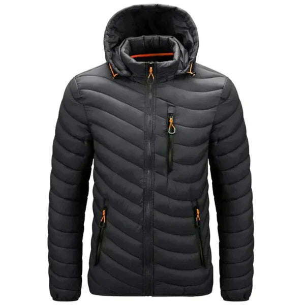 Herren Daunenjacke wasserabweisend mit abnehmbarer Kapuze – Alaric
