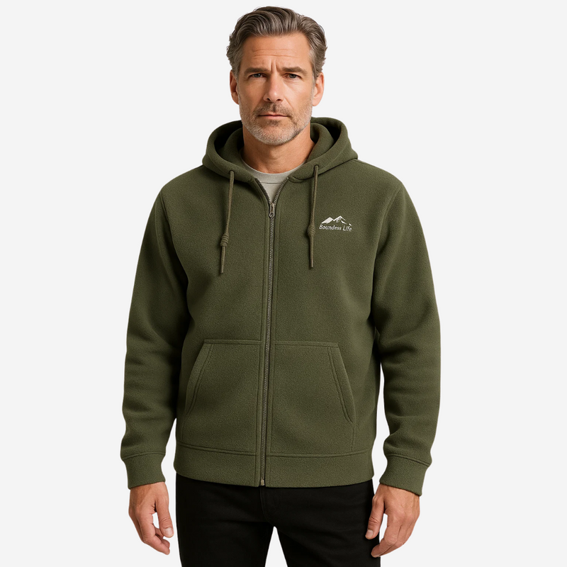 Herren Fleecejacke mit Kapuze & Reißverschluss – Sören