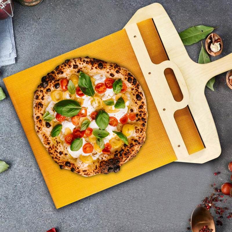 Verschiebbarer Pizzaschieber aus Birkenholz mit Schiebemechanismus – Fornello