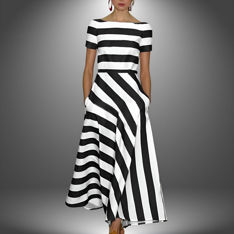 Gestreiftes & Stylishes Maxikleid mit kurzen Ärmeln – Noemi