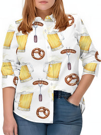 Damen Plus Size Bluse mit All-Over-Print – Greta Oktoberfest 2026