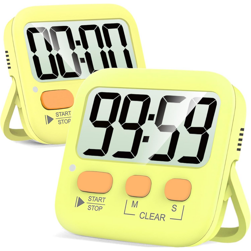Digitale Küchen-Timer | 2er-Pack | Groß | Vielseitig | Magnetisch | Deutlich-Gelb-Luzern Mode