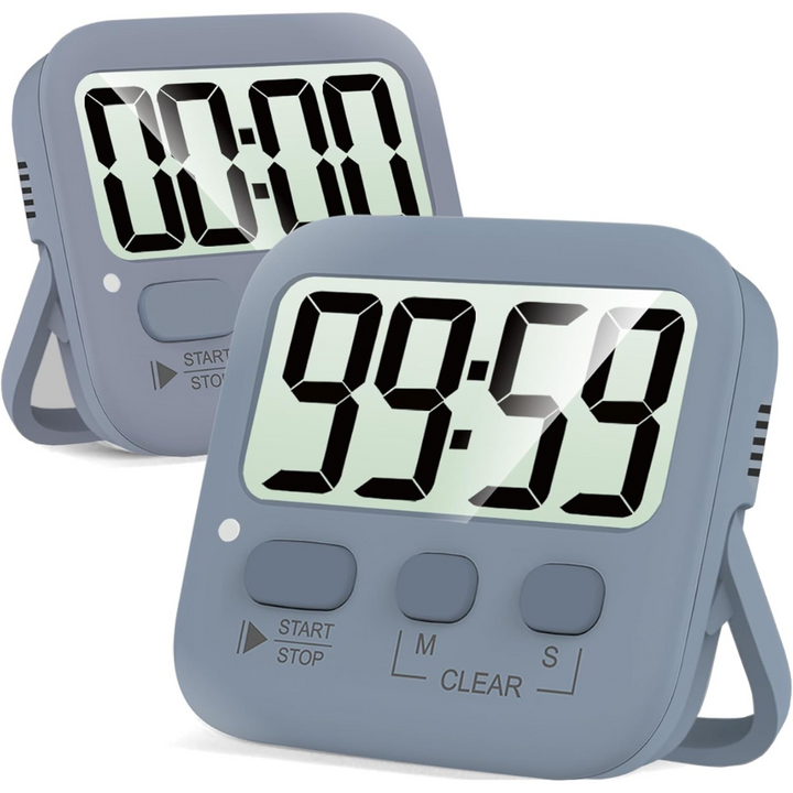 Digitale Küchen-Timer | 2er-Pack | Groß | Vielseitig | Magnetisch | Deutlich-Grau-Luzern Mode
