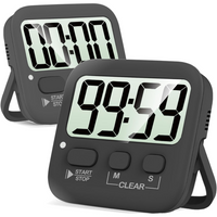 Digitale Küchen-Timer | 2er-Pack | Groß | Vielseitig | Magnetisch | Deutlich-Komplett Schwarz-Luzern Mode