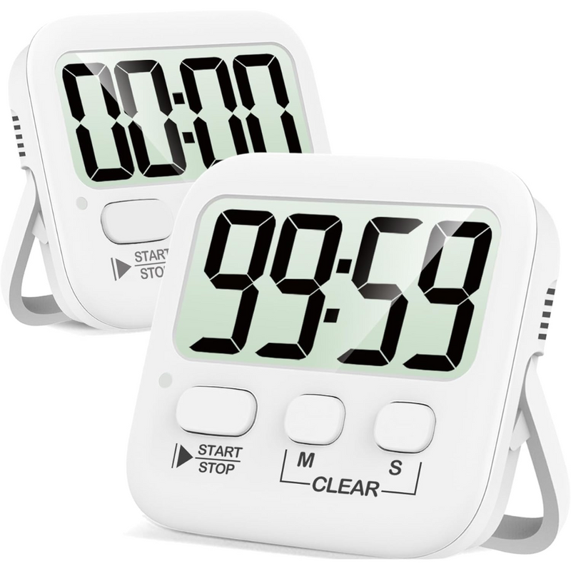 Digitale Küchen-Timer | 2er-Pack | Groß | Vielseitig | Magnetisch | Deutlich-Komplett Weiß-Luzern Mode