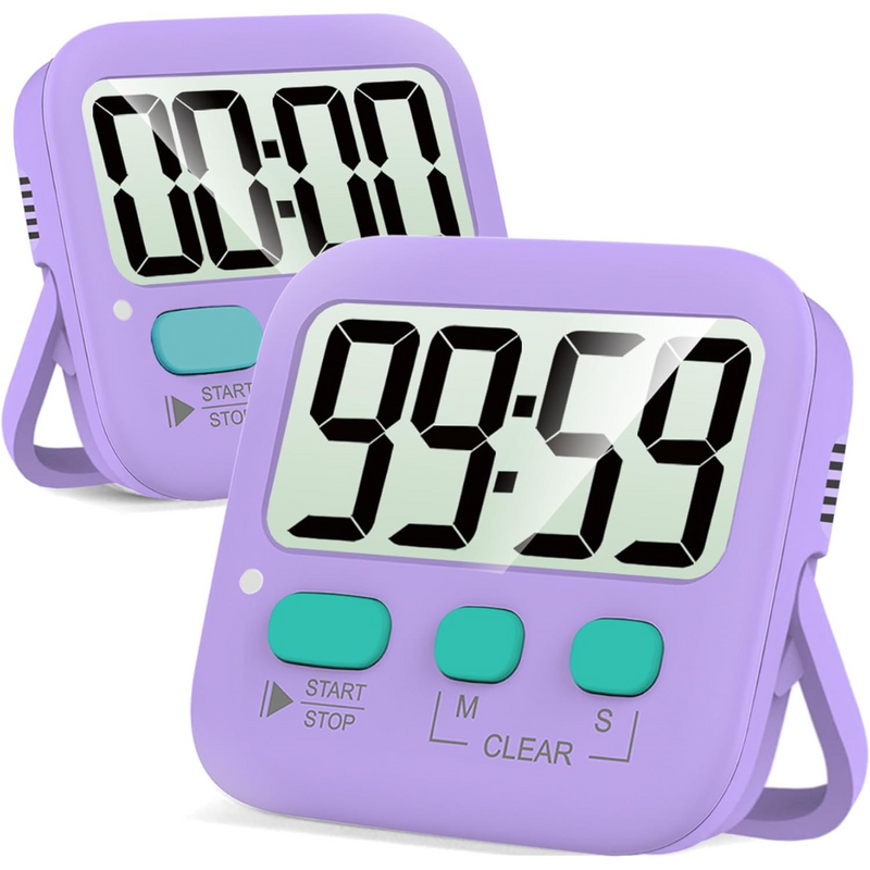 Digitale Küchen-Timer | 2er-Pack | Groß | Vielseitig | Magnetisch | Deutlich-Lila-Luzern Mode